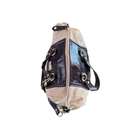 Coach Madison Audrey Satchel Beige/Brown Canvas Patent Leather Bag - Picture 8 of 13